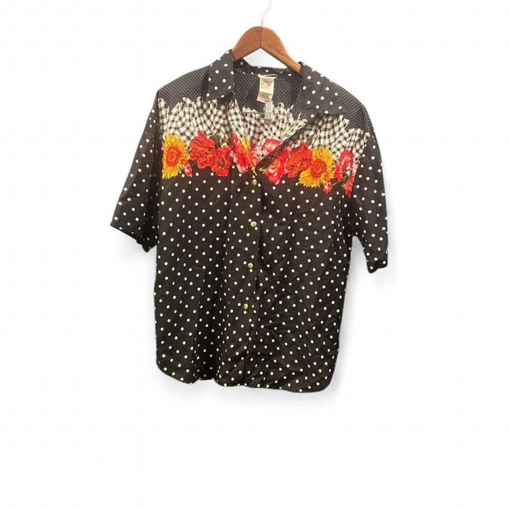 Women's retro button up blouse by‎ Touché L.A. size Large (l4)